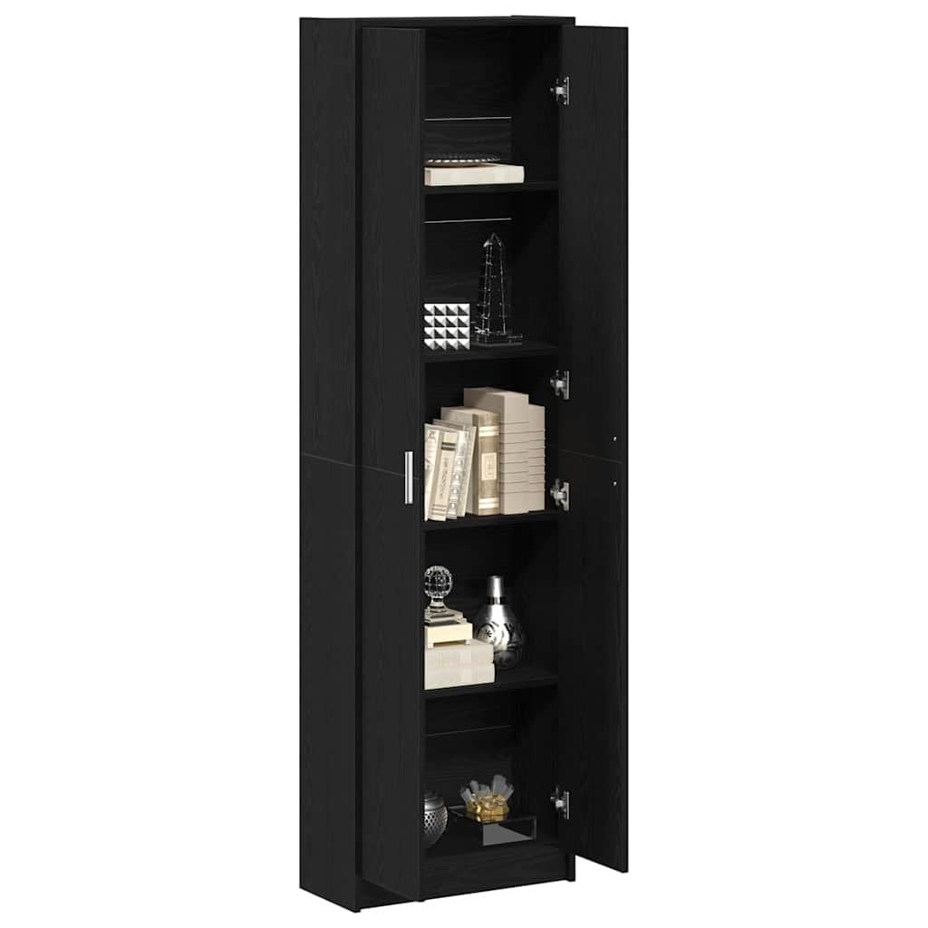 vidaXL Armoire Chêne Noir 55 x 25 x 189 cm Bois d'ingénierie, Armoire Moderne rectangulaire, Portes battantes, Espace de Rangement stylé, Bois agencé, unité Bien organisée