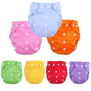 Baby Washable Reusable Cloth Diapers,7pcs