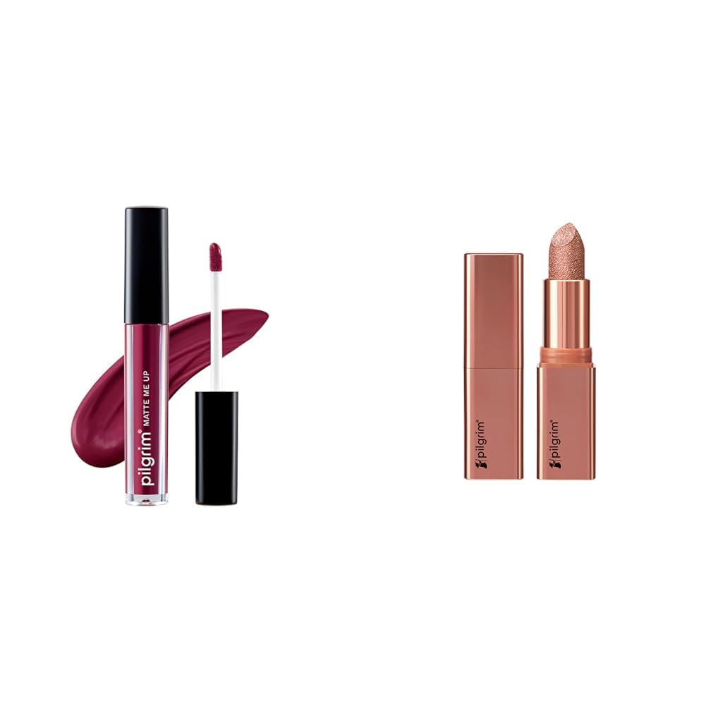Pilgrim Liquid Matte Lipstick - Wine Spill & Glitter Lipstick For Women 4.2gm-image-26