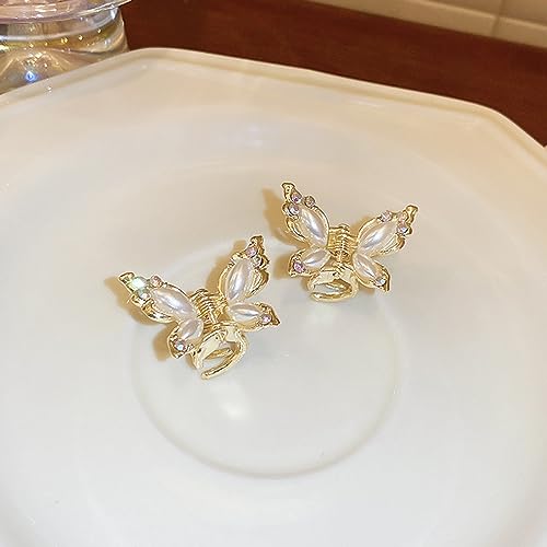 Set de 4 pinzas mini mariposa con cristales y perlas miniatura 5