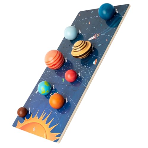 DRESSOOS Puzzle du Système Solaire pour Garçon Fille Jouet Bois De Planète Puzzle Cognitif Spatial