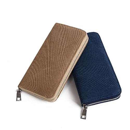 Womens Wallets Canvas Fashion Large Capacity Purse Blue Khaki Wallet Fashion Money Clip (Brown)2