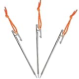 Soomloom ペグ チタン製 固定ロープ付き テント用 タープ用20㎝ 4本/8本/16本セット (20㎝3本セット収納袋無し)