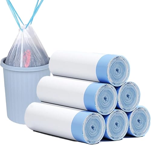 ゴミ袋 紐付きの束口式のゴミ袋 半透明状で 分厚い 自動分別 消臭 リビング 浴室 キッチン オフィス 寝室などの場所のゴミ箱に適用できます (50*55cm)