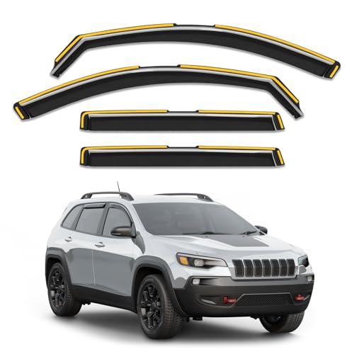 Breejoy in-Channel Window Rain Guards Fit for Jeep Cherokee 2014-2023,Rain Guards Visors Vent Visors Window Deflector, Vent Shades Car Accessories -4 pcs