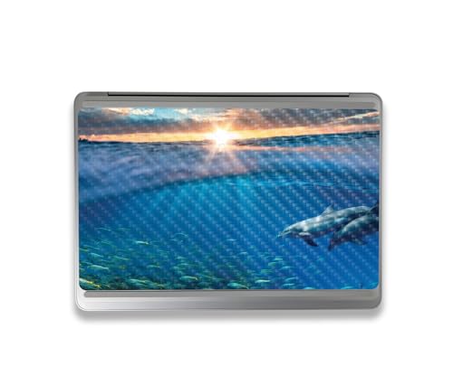 Image of MightySkins Carbon Fiber Skin Compatible with Microsoft Surface Laptop Studio 2 (2023) Full Wrap Kit - Tranquil Swim | Protective, Durable Textured Carbon Fiber Finish | Made in The USA