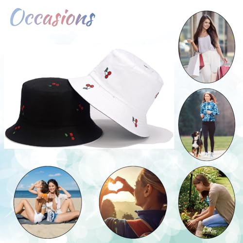 Image of Reversible Bucket Hat for Women Summer Travel Fisherman Cap, Girls Cute Double Side Wear Bucket Cap