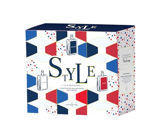 Christine ARBEL coffret collection Eau de Toilette Style à la Française ORIGINAL + CLASSIQUE + SPORT - Parfum pour Homme - 3 x Vapo 30ml Fabriqué en France