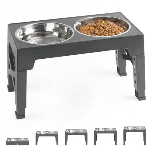 Petace Elevated Dog Bowls with 2 Stainless Steel Dog Food Bowls, 5 Heights...