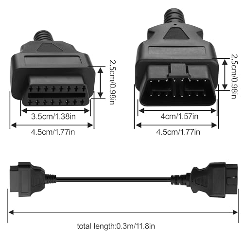 Image of OBD2 Extension Cable OBD II 16 Pin Male to Female Diagnostic Extender Cord for OBD-II Scan Tool Compatible for All OBD2 Vehicles (1 Ft)
