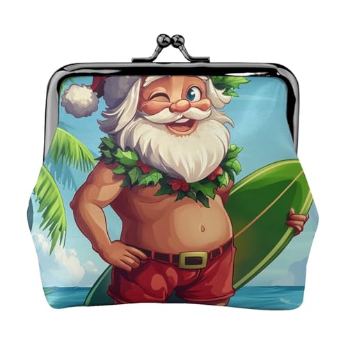 Pu Leather Buckle Coin Purse Christmas-Santa-Summery-Surf Girls Kiss-Lock Change Purse Wallets
