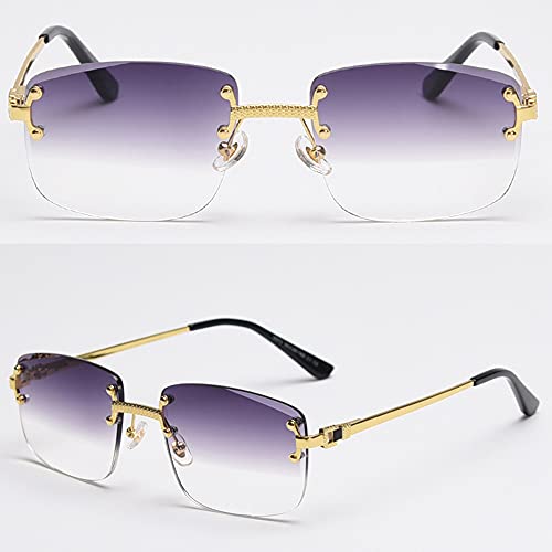 kachawoo Gradient Lens Metal Sunglasses Rimless Square Blue UV400 Brown Women Frameless4