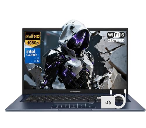 ASUS Vivobook 14 Inch FHD IPS Laptop, Intel 10-Core 5 120U(Beat i7-1335U, Up to 5GHz), 16GB RAM 512GB SSD, Computer for Business and Students Study-Home with Wi-Fi 6, Privacy Webcam, NumberPad, Win 11