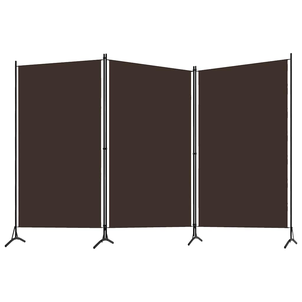 Paravent 3 pièces marron en tissu et fer 260x180 cm pour cloison