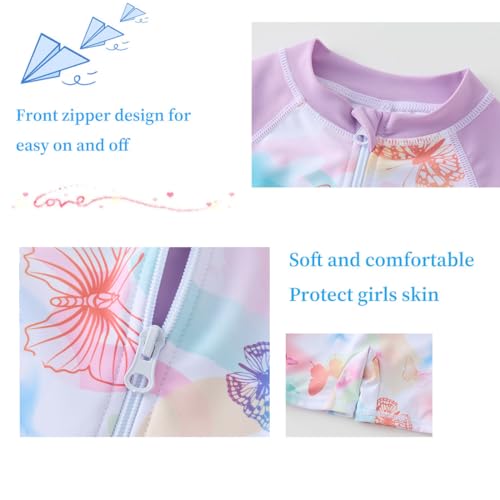 Image of UMELOK Girls Long Sleeve Rash Guard One Piece Swimsuits with UV Protection Sunsuit