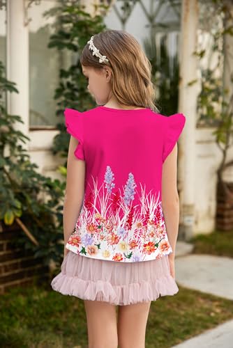 Image of Arshiner Girls Shirts Ruffle Short Sleeve Summer Cute Casual Crewneck Tops Blouse Tee