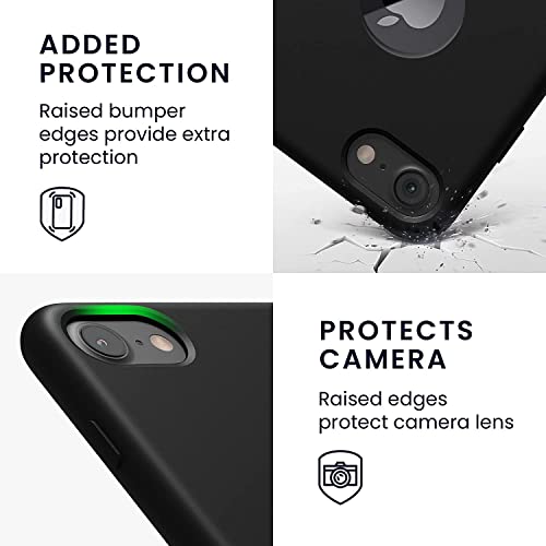 Image of VONZEE Liquid Silicone Soft Back Cover for iPhone 7 Case, Shockproof Slim Camera & Full Body Protection Non Yellowing Cover with Microfiber Lining & Logo Cut (4.7 Inch) -Black