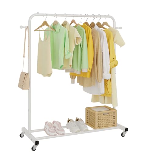 Sywhitta Clothing Rack on Wheels with Storage Shelf & Sturdy