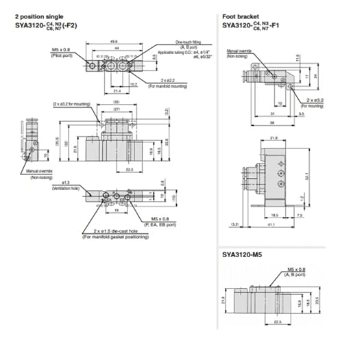 Vanne pneumatique SYA7420-02 pour contrôle précis de vérin double effet