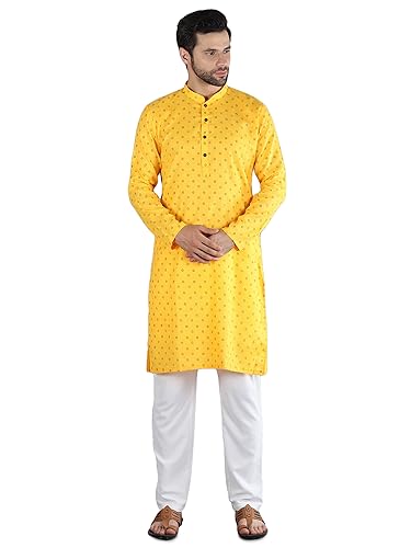 Image of Uri and MacKenzie Mens Cotton Woven Casual Kurta Pajama set