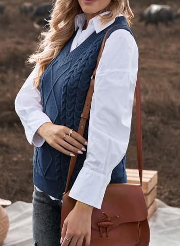 Image of EVALESS Oversized Sweater Vest for Women V Neck Sleeveless Solid Color Loose Pullover Sweater