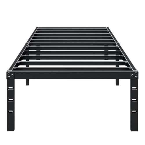 Consejos para Comprar Base de Cama Individual Top 5. 47 OSLIFE Base Cama Individual,18 Pulgadas de Altura ,Espacio de Almacenamiento Debajo de la Cama, con Agujeros en el Cabecero,Hierro Metálico Camas,Fácil de Montar, con...