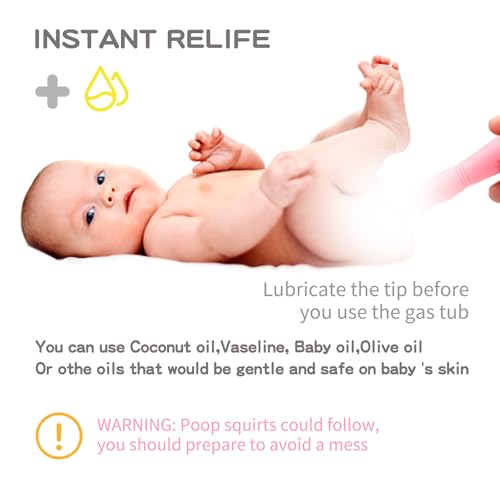Image of uhfi Gas and Colic Reliever for Babies, 20 Count Natural Solution Effective Instant Constipation Gas Relief for Babies Boys Girls Colic and Gas Relief, Pink
