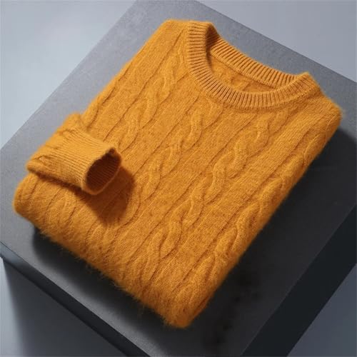 Men's Thick Knit Sweater Round Neck Pullover Twisted Pattern Casual Winter Large Size Top3