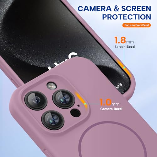 Image of Miracase Magnetic for iPhone 15 Pro Case, [Soft Anti-Scratch Microfiber Lining], Compatible with MagSafe, Liquid Silicone Shockproof Drop Protection Phone Case for 15 Pro, Blackcurrant