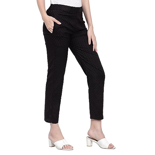 Image of BLUE STAR SHARK (Combo Ravishing Glamarours Cotton Chicken Stretchable Casual Cigarette Lycra Pants for Girls /Ladies /Women
