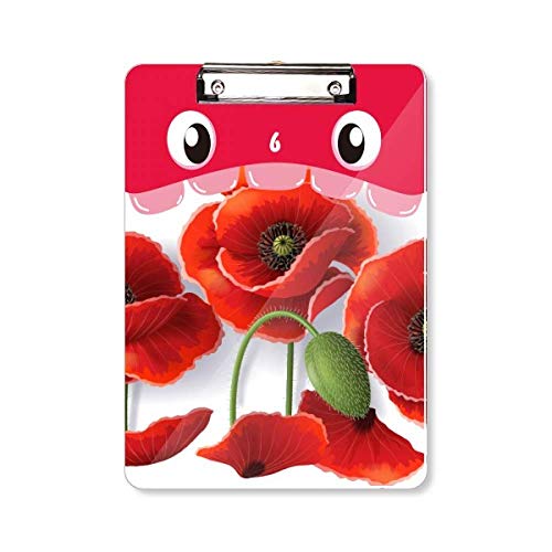 Porte-bloc fleurs rouges format A4 pour écrire debout sans table