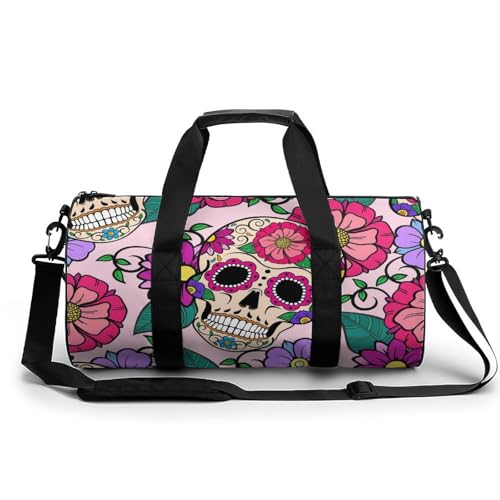Sac de voyage crâne et rose idéal pour camping et randonnée