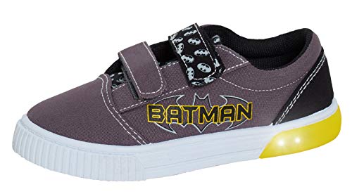 DC Comics Zapatillas deportivas con luces intermitentes de Batman para niños, color Gris, talla 26...