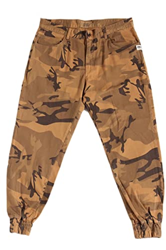 TheMogan Men's Harem Washed Denim & Camoflage Twill Jogger Pants Crop Jeans 27