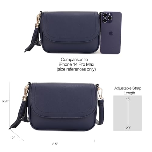 Image of EVVE Small Crossbody Bags for Women Trendy Flap Saddle Purses with Tassel Vegan leather Shoulder bag