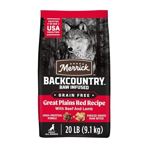 Merrick Backcountry Grain Free Dry Adult Dog Food Kibble With Freeze Dried Raw Pieces, Great Plains Red Recipe - 20.0 lb. Bag