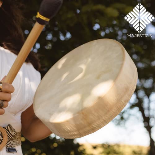 Schamanische Trommel aus Holz und Ziegenfell 30 cm, handgefertigt, für Schamanische Rituale und Meditation + Schlägel