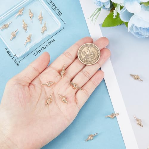 Beebeecraft 1 Box 20Pcs Spiral Shell Charms 18K Gold Plated Brass Ocean Animals Pendant Charms with Hole for Summer Ocean Wind Theme DIY Jewelry Making - Image 3