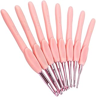 Coopay Ergonomic Crochet Hooks Set Knitting & Crochet Supplies, 8pcs Soft Grips Crochet Needles for Crocheting, Size from 2.5mm to 6.0mm, Ergonomic Handle Design for Arthritic Hands