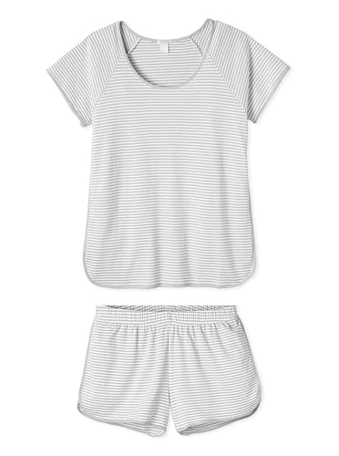 Image of Hilinker Women Striped Pajama Set Short Sleeve Top with Shorts Sleepwear Pjs 2 Piece Lounge Sets