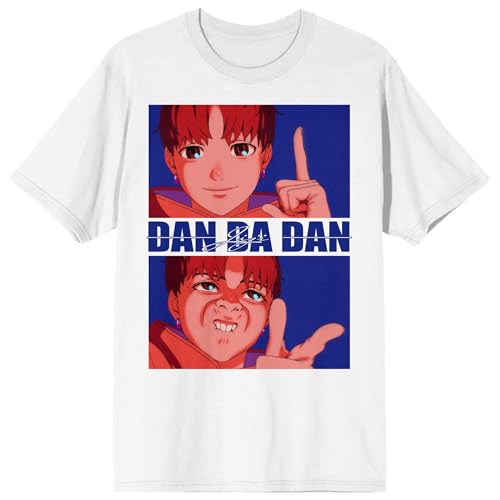 Dandadan Jin Enjoji Jiji Text and dan da dan Text on White Ground Adult Crew Neck Short Sleeve T-Shirt
