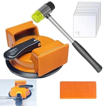 Heavy Duty Floor Gap Fixer Tool, Flooring Gap Repair Tool, Plank Grabber | Suction Cup Repair Tool with Rubber Mallet and 10 Reusable Sticky Pads for Wood Laminate Vinyl Plank & Hardwood Floors