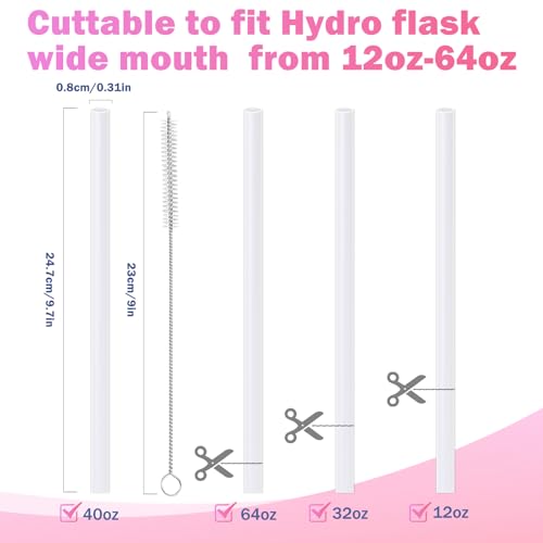 Image of LUCKINEE 6pcs Replacement Straws for Hydro Flask Wide Mouth 16-64oz