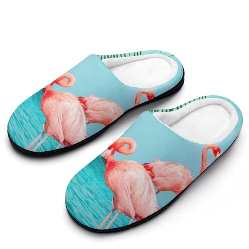 GIOKQB Flamenco Tropical Zapatillas Casa Mujer Invierno Caliente Peluche Pantuflas Comoda Slippers