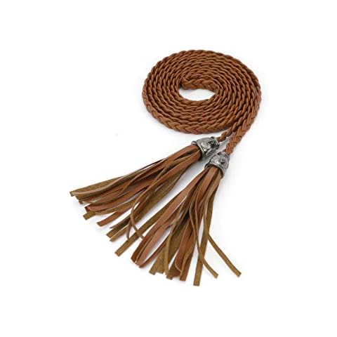sourcing map Women's Tassel Braided Belt Cover