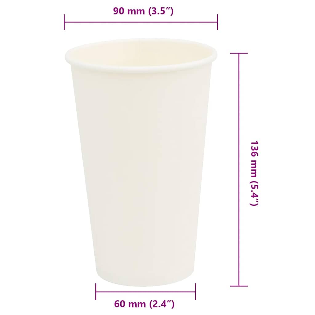 Tazze da caffè in carta 1000 pezzi 16oz 400ml Bianco Bicchieri usa e getta Tazza per caffè, Cureaux ed eventi