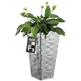KADAX Blumentopf mit 3D Effekt, Blumenkübel aus Kunststoff in 4 Farben, Pflanzkübel mit Einsatz und praktischen Griffen, Kunststofftopf, Outdoor-Pflanzkübel, Innentopf (Grau Höhe: 55,5 cm)