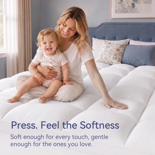 ELEMUSE Queen Mattress Topper, Extra Thick Pillow Top Mattress Pad Cover - image 3