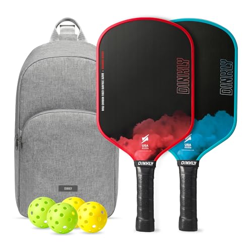 Dinkly Raw Carbon Pickleball Paddles Set of 2, T...