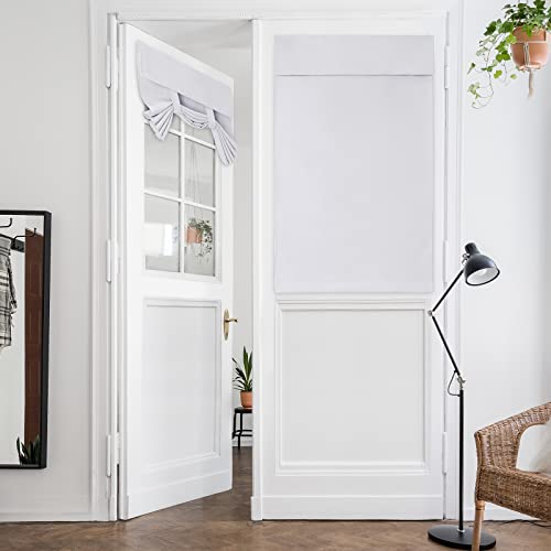 Image of HOMEIDEAS Greyish White Privacy Blackout French Door Curtains for Door Window, 26 X 40 Inch Room Darkening Thermal Insulated Curtains for Bedroom, 1 Panel
